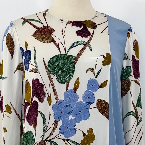 Diane Von Furstenberg Silk Long Sleeve Blouse Top Floral Multicolor Size 8 - Picture 3 of 10